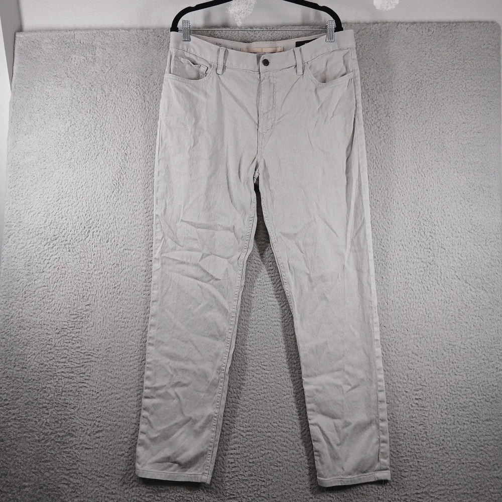 Banana Republic Mens 36x32 Slim Fit Linen Blend Pants Stone Beige Khaki